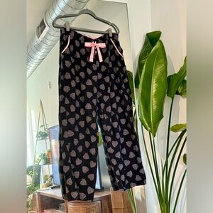 Betsey Johnson Intimates Pink Hearts Flannel Pajama Bottoms